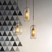 Industrial Style LED Pendant Light with Glass Globe Shade