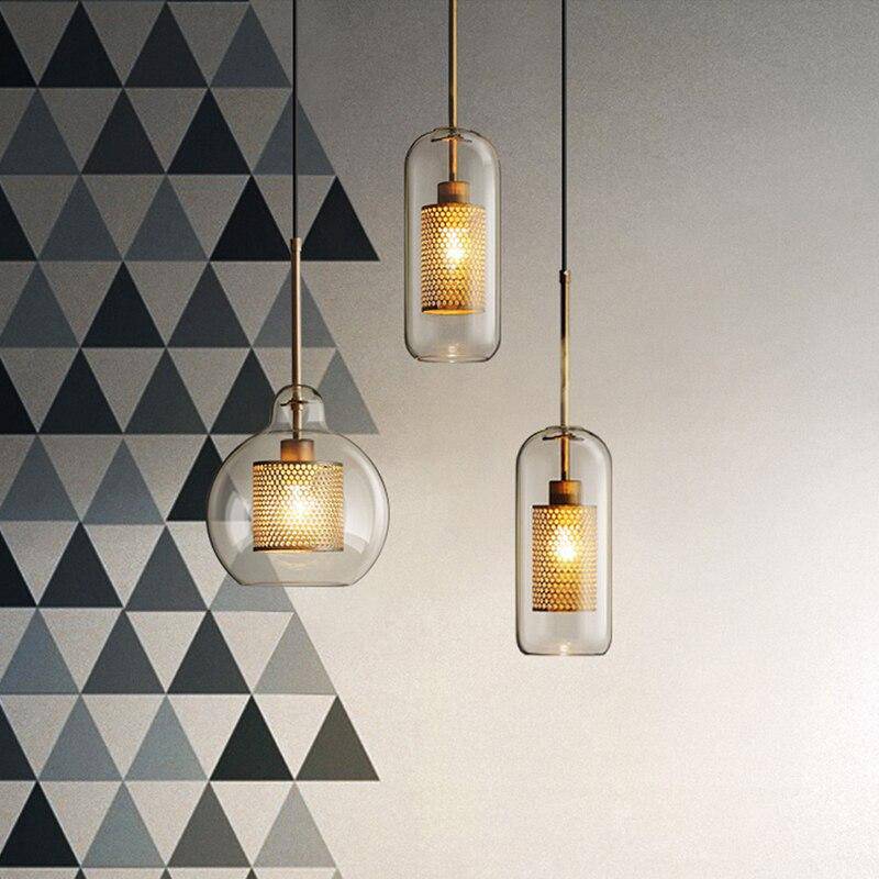 Industrial Style LED Pendant Light with Glass Globe Shade