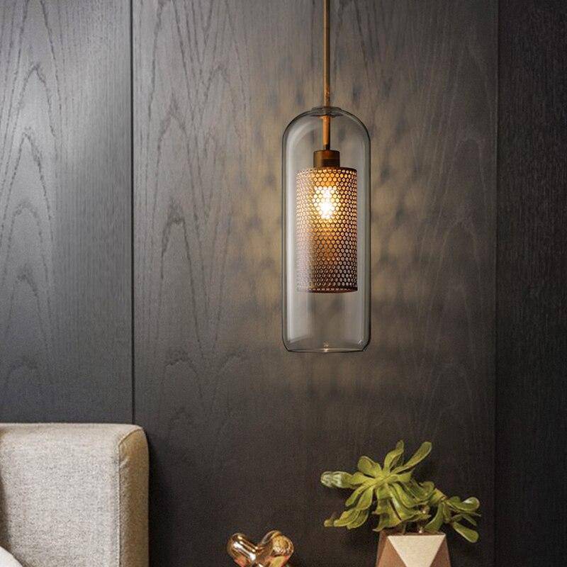 Industrial Style LED Pendant Light with Glass Globe Shade