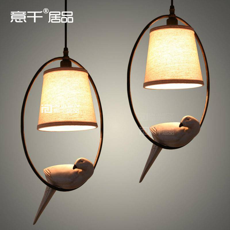 LED Pendant Light with Shade and Perched Bird