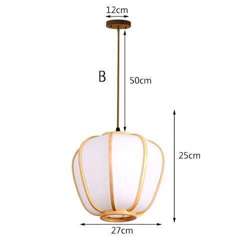 Bamboo LED Pendant Light with Round Japanese-Style Shade