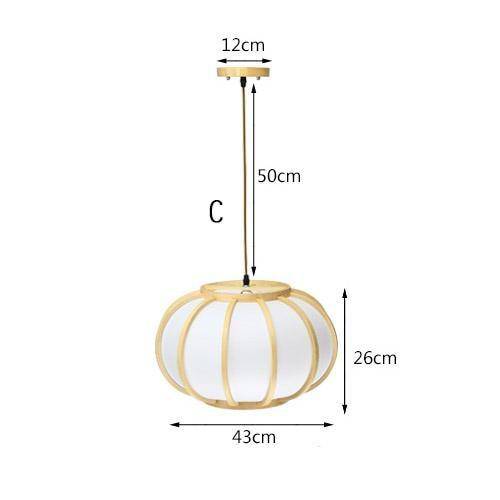 Bamboo LED Pendant Light with Round Japanese-Style Shade