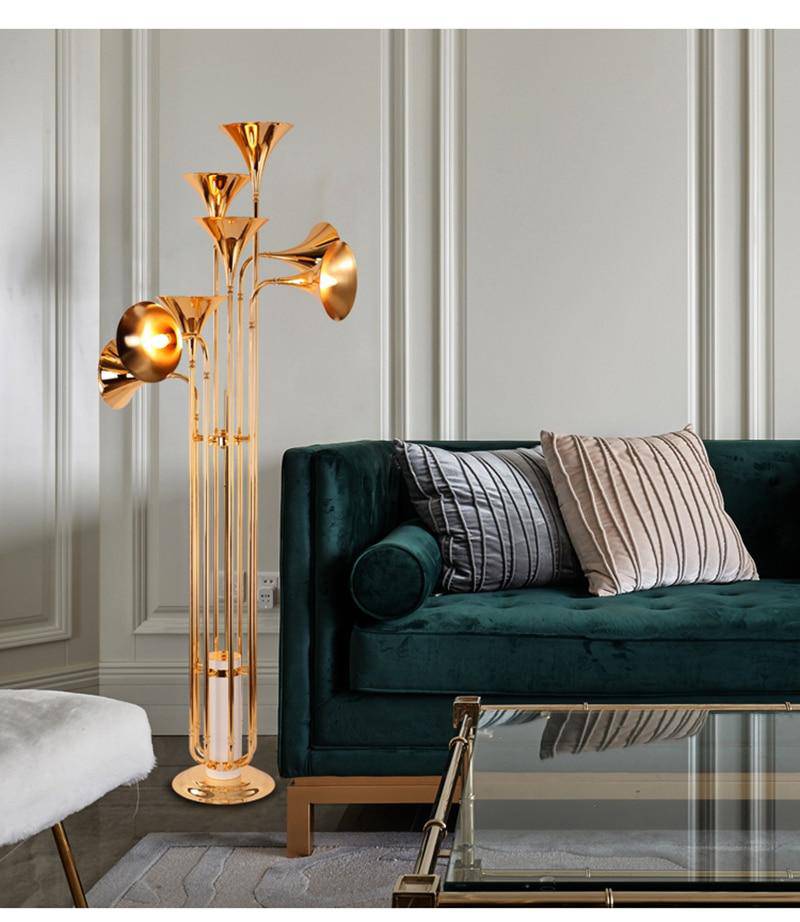 Modern Gold LED Floor Lamp for Living Room