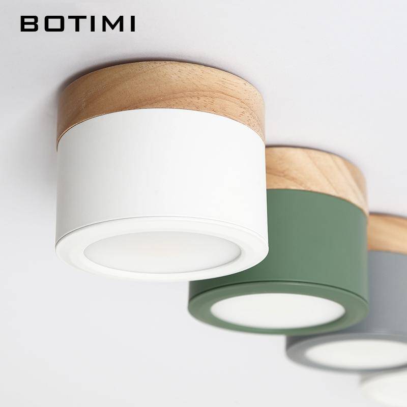 Botimi Cylindrical LED Spotlights with Wooden Base