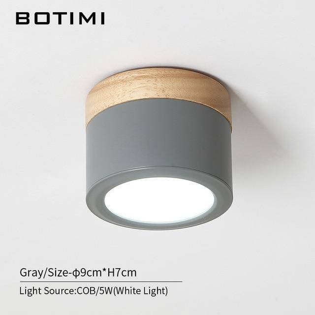 Botimi Cylindrical LED Spotlights with Wooden Base