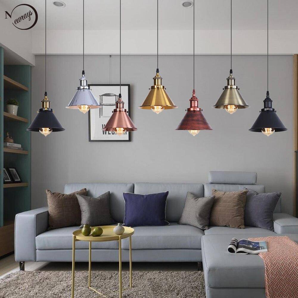 LED Suspension Light with Colorful Metal Shade - Industrial Loft Style