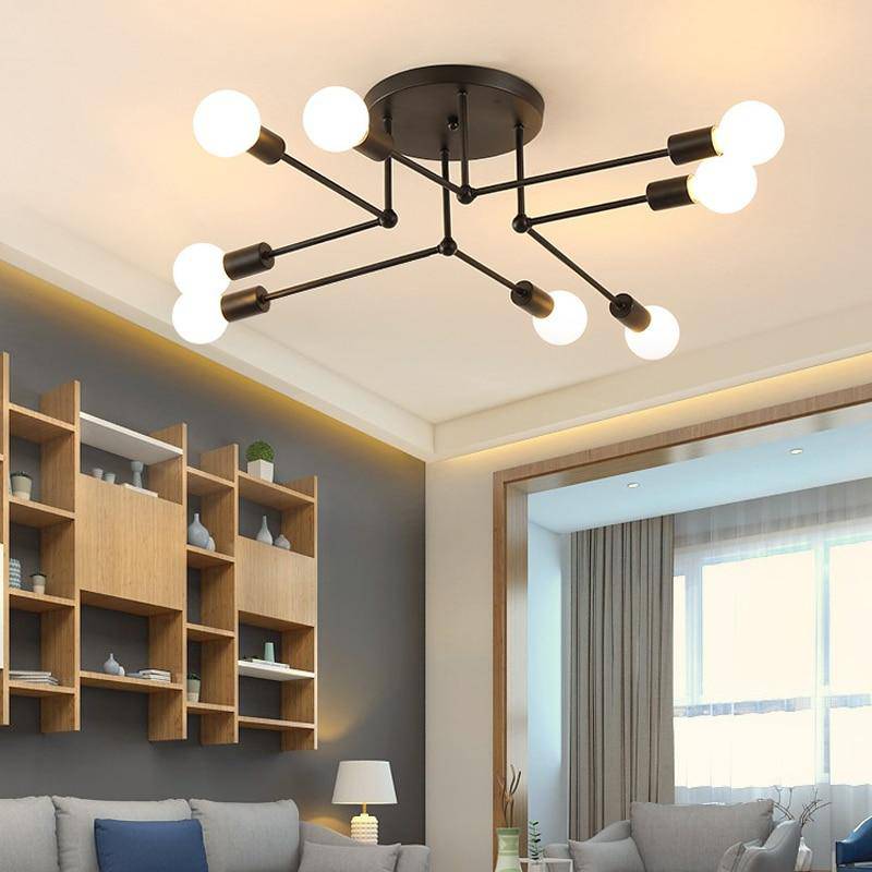 Retro Metal Ceiling Light Fixture with Multiple Bulbs
