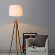Wooden Tripod Floor Lamp with Fabric Shade
