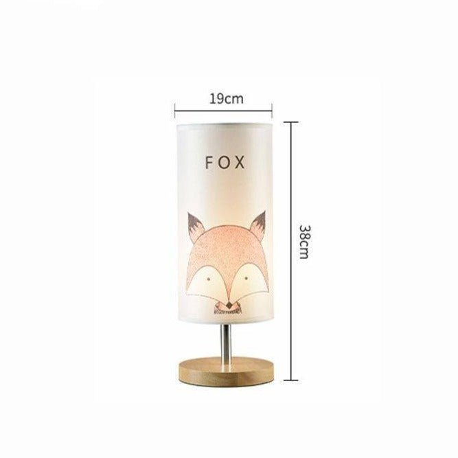 Wooden Nightstand (or Desk) Lamp with Animal Design for Kids