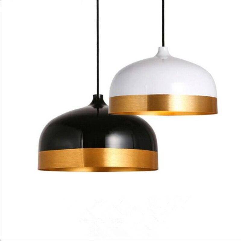 Round Metal Shade LED Suspension Light with Gold Edges - Loft Style