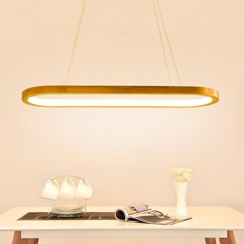 Nordic Style LED Pendant Light with Wooden Rings