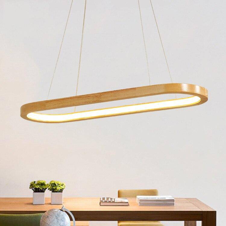 Nordic Style LED Pendant Light with Wooden Rings