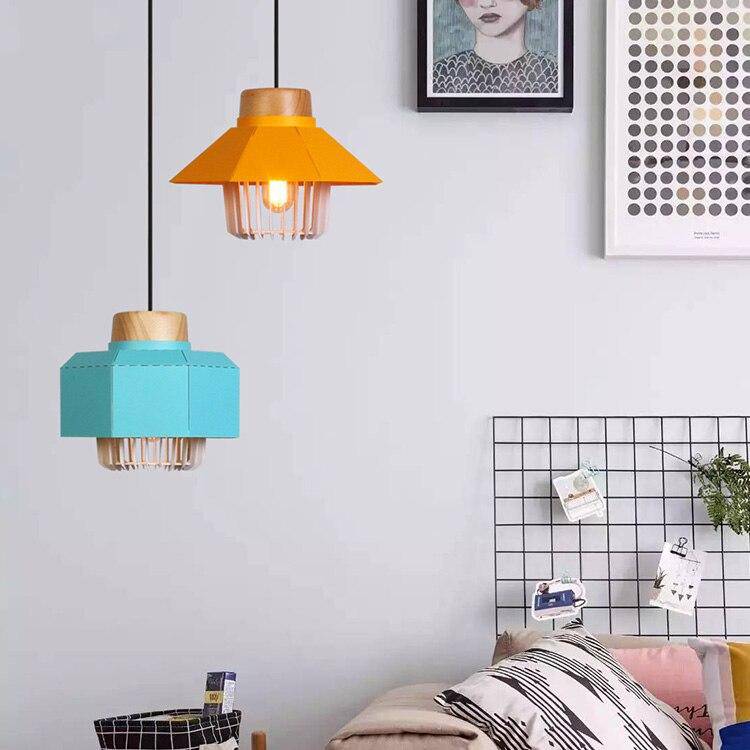 Colorful Metal Cage Shade LED Suspension Light - Loft Style