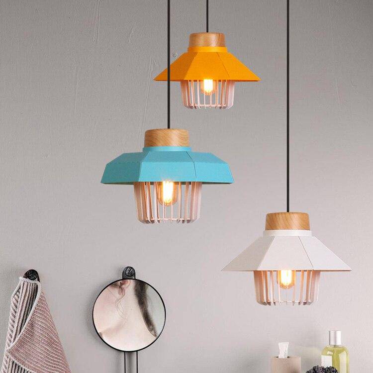 Colorful Metal Cage Shade LED Suspension Light - Loft Style