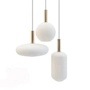 Modern LED Pendant Light with White Oval Shade and Gold Metal Loft Design