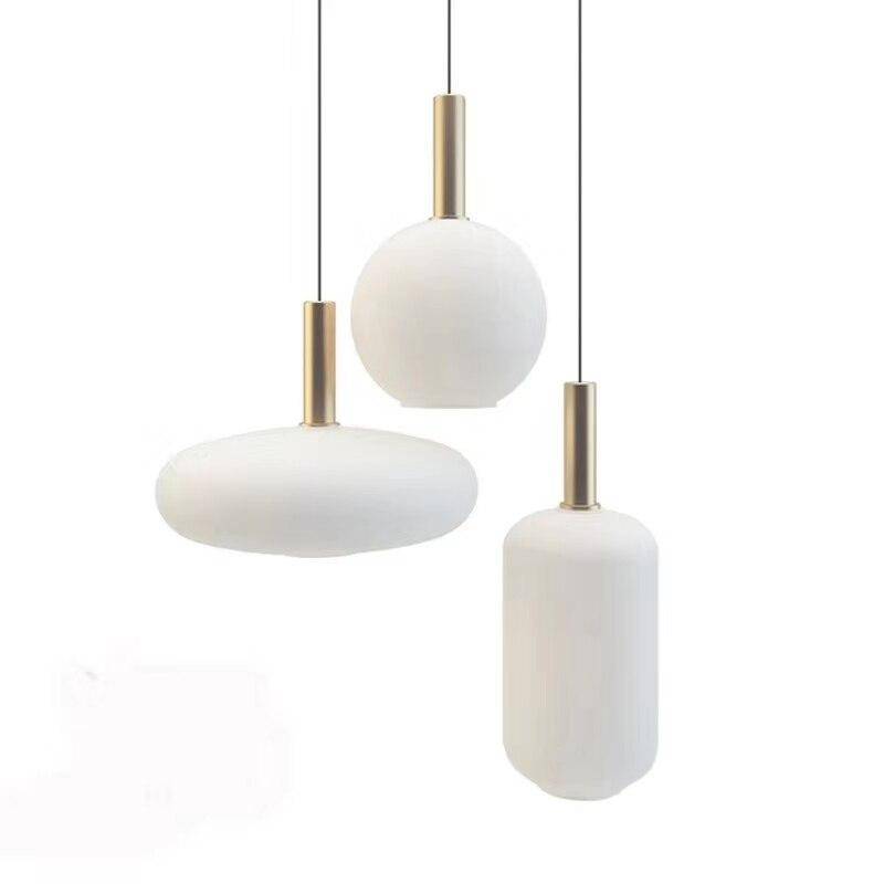 Modern LED Pendant Light with White Oval Shade and Gold Metal Loft Design