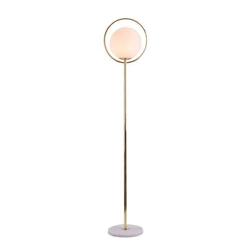 Gold LED Floor Lamp with Glass Ball Shade