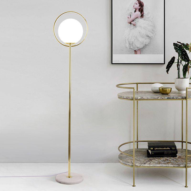 Gold LED Floor Lamp with Glass Ball Shade