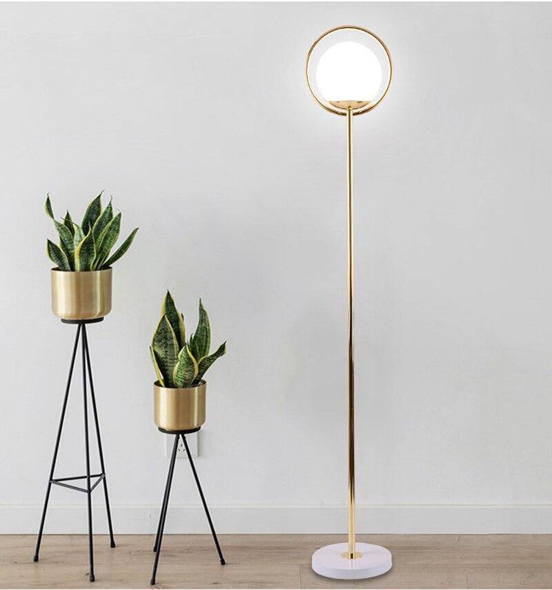 Gold LED Floor Lamp with Glass Ball Shade