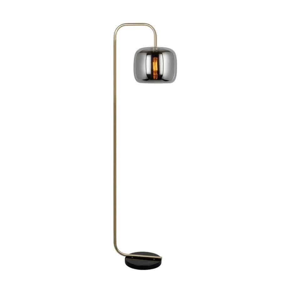 Modern Floor Lamp with Smoked Glass Sphere - Stone Design