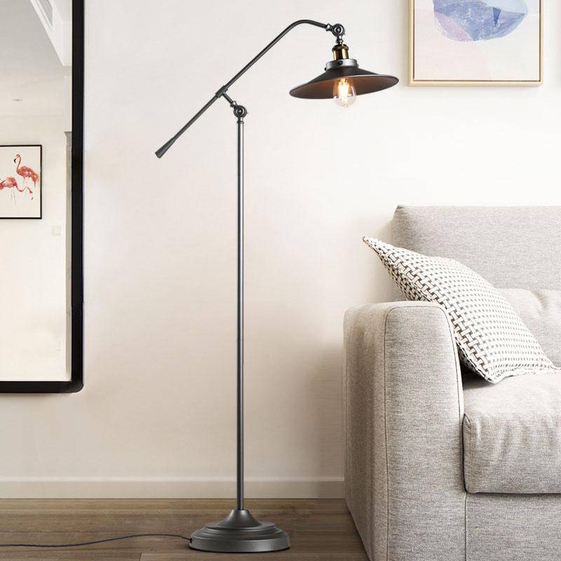 Adjustable Rustic Iron Floor Lamp - Nostalgic Charm