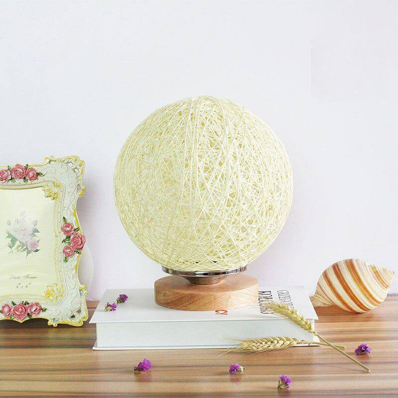 Wooden Ball Nightstand Lamp