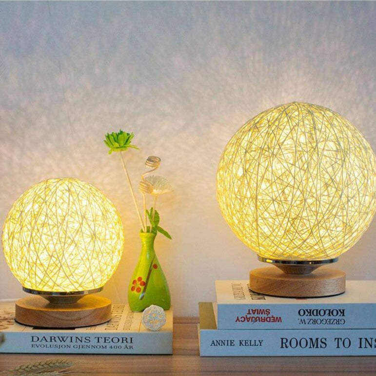 Wooden Ball Nightstand Lamp