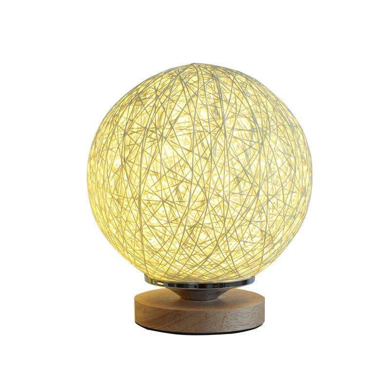 Wooden Ball Nightstand Lamp