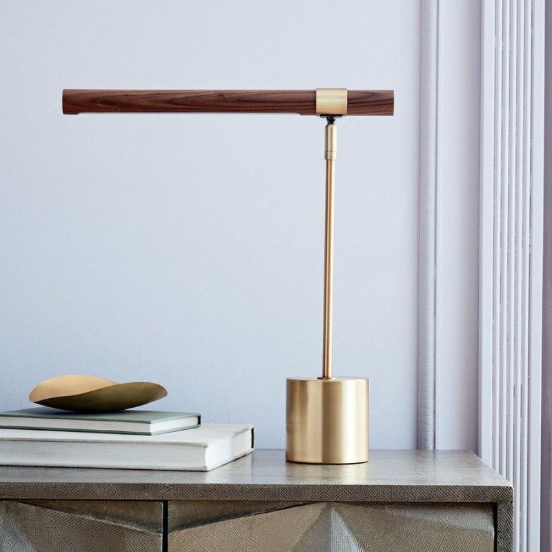 Gold LED Desk or Bedside Lamp with Protection