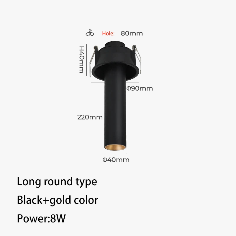 Adjustable Angle Long Tube LED Recessed Spotlights
