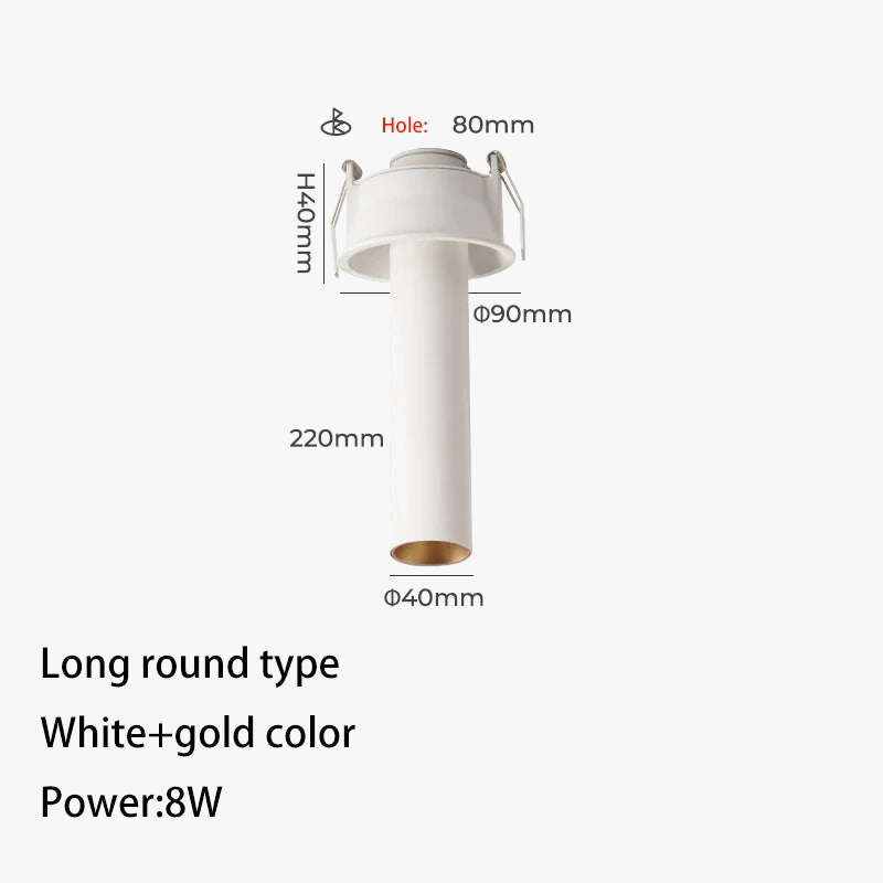 Adjustable Angle Long Tube LED Recessed Spotlights