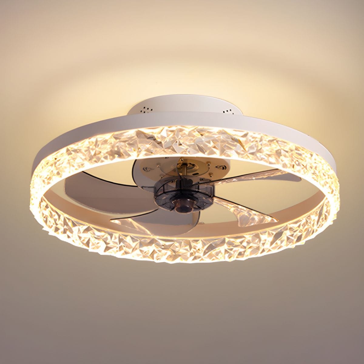 Quiet Decorative Ceiling Fan with Remote Control and Light White Norenza