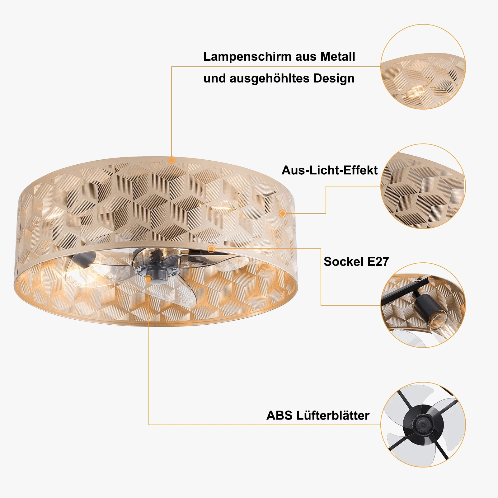 Recessed Ceiling Fan with Light and Remote Control Norenza