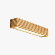 Rectangular LED Wall Sconce in Carved Wood - Japan Style Natural Wood / 13.8" (35 cm) Norenza