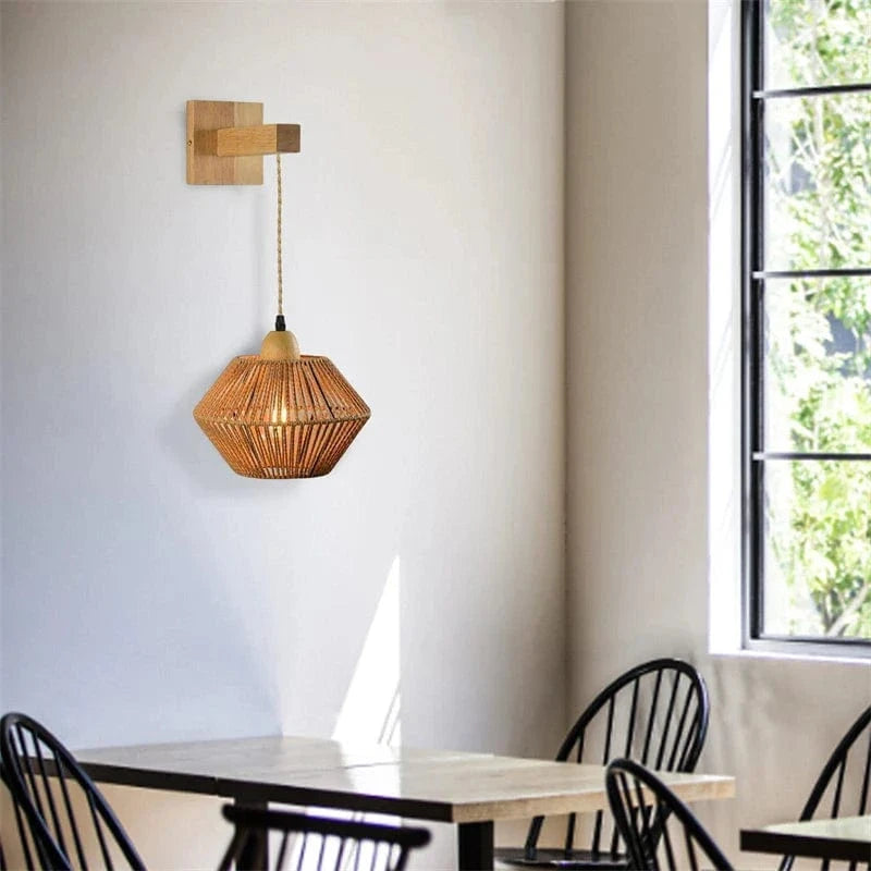 Retractable Retro Rattan Nightstand Lamp for Decorative Interiors Norenza