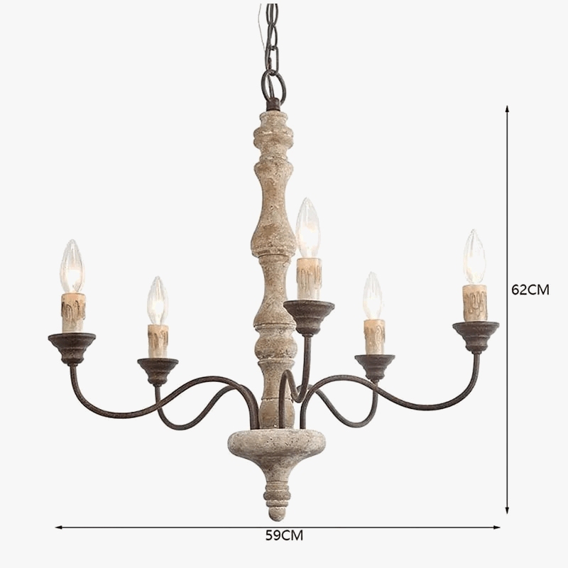 Retro American French Wooden Chandelier for Home & Restaurant Norenza