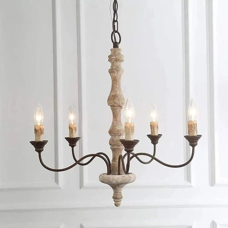 Retro American French Wooden Chandelier for Home & Restaurant Norenza