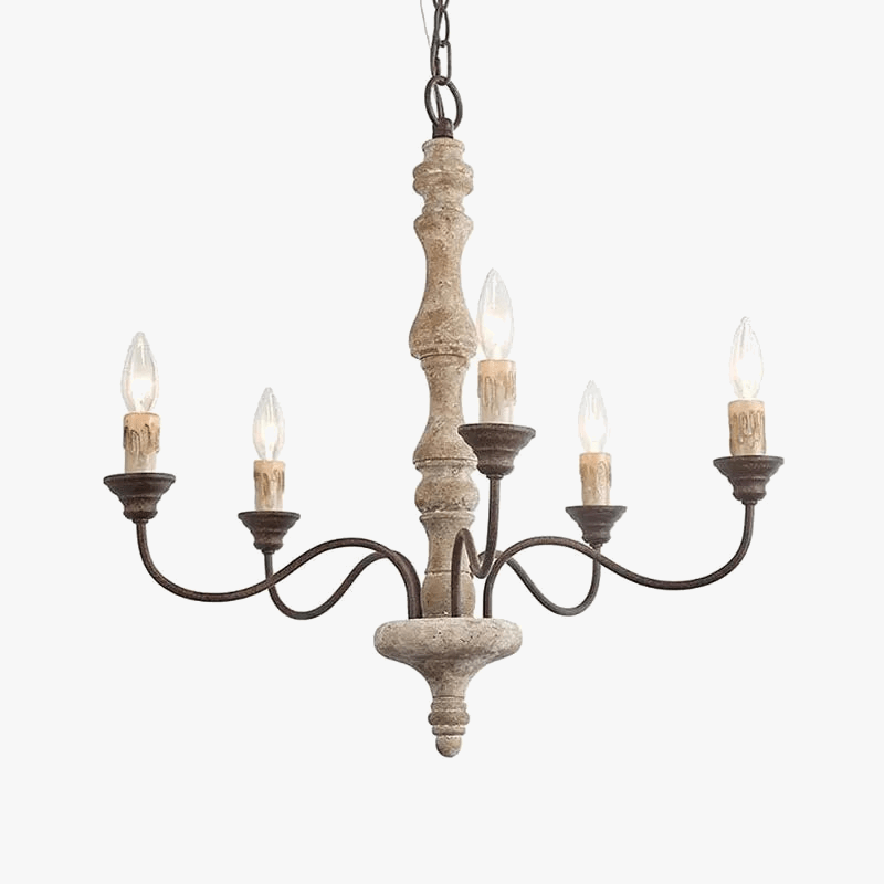 Retro American French Wooden Chandelier for Home & Restaurant Norenza
