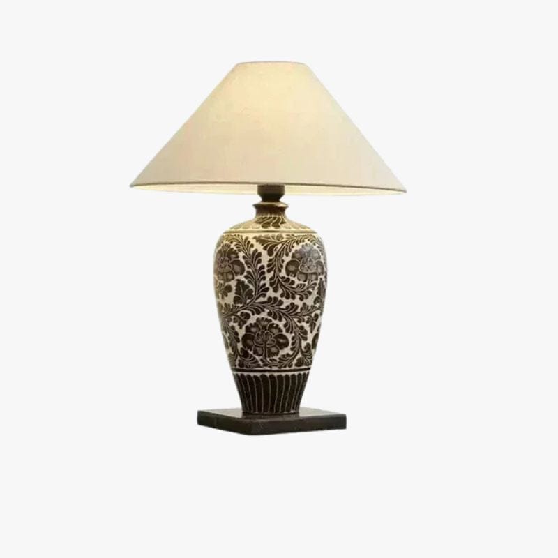 Retro Chinese Ceramic Table Lamp with Fabric Shade Black Norenza
