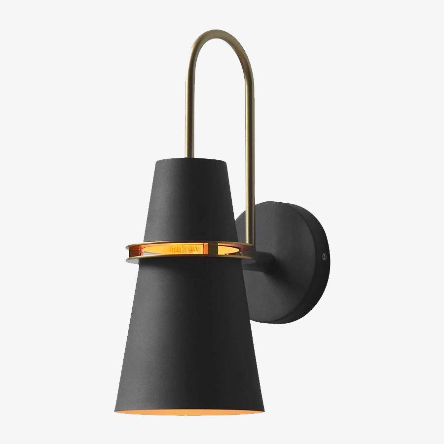 Retro Colored Metal Cone LED Wall Sconce Black Norenza