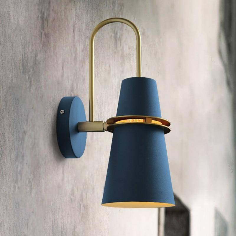 Retro Colored Metal Cone LED Wall Sconce Blue Norenza