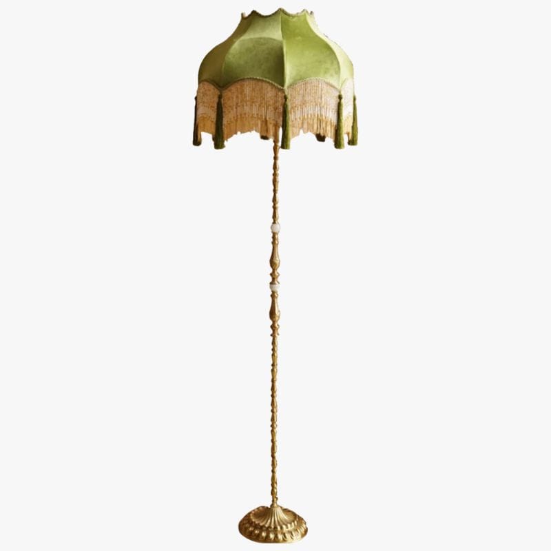 Retro Copper Floor Lamp with Zen Art Decorative Pendants Norenza