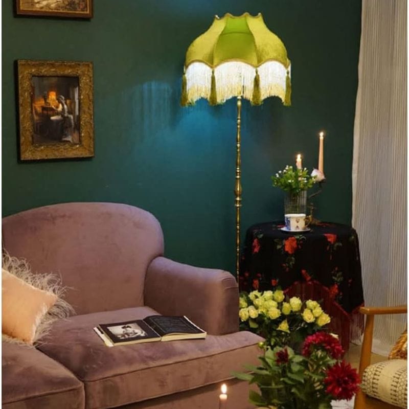 Retro Copper Floor Lamp with Zen Art Decorative Pendants Norenza