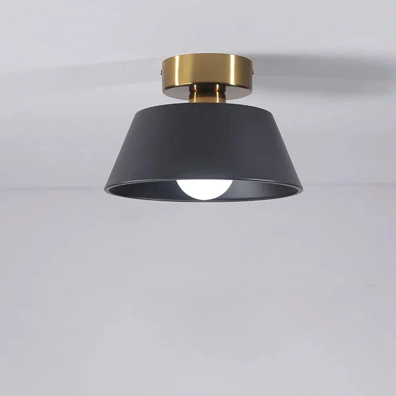 Retro Iron LED Ceiling Light with Round Shade Black Norenza