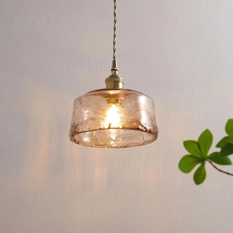 Retro LED Pendant Light with Amber Glass Shade Norenza