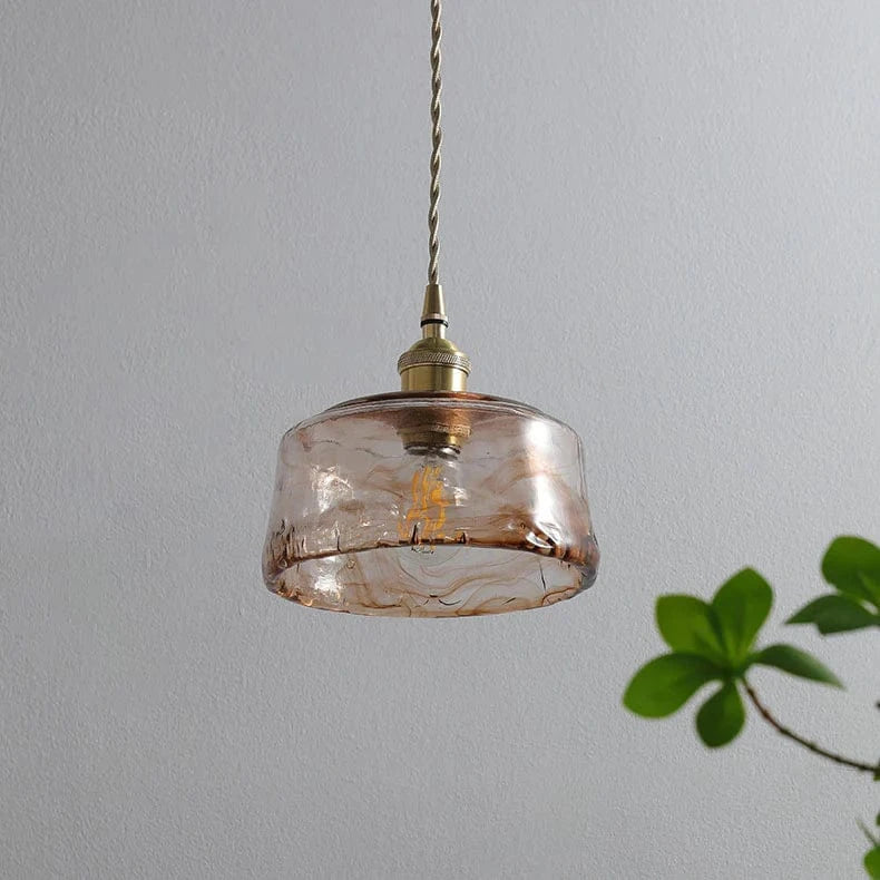 Retro LED Pendant Light with Amber Glass Shade Norenza