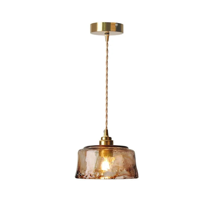 Retro LED Pendant Light with Amber Glass Shade Norenza