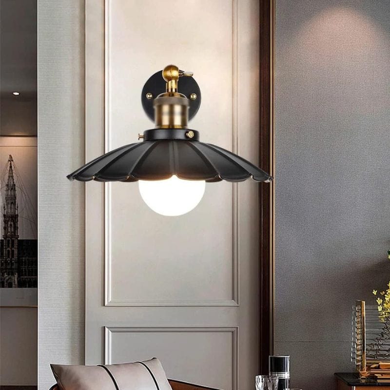 Retro LED Wall Sconce with Metal Tile Shade for Home Norenza