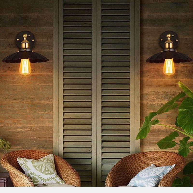 Retro LED Wall Sconce with Metal Tile Shade for Home Norenza