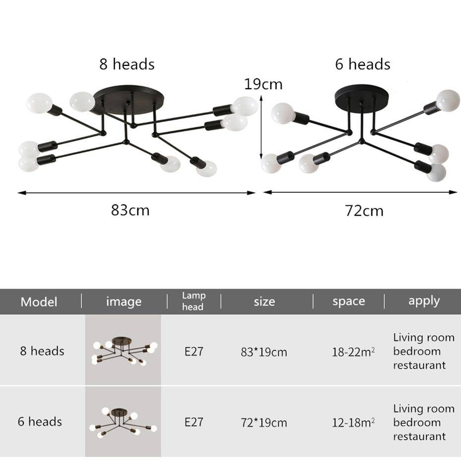 Retro Metal Ceiling Light Fixture with Multiple Bulbs Norenza